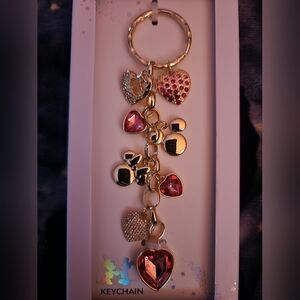 Disney Pink & GOLD  Heart Charm Keychain/ Purse Charm/ Tote Bag 💓🩷💕💞💗💖💝